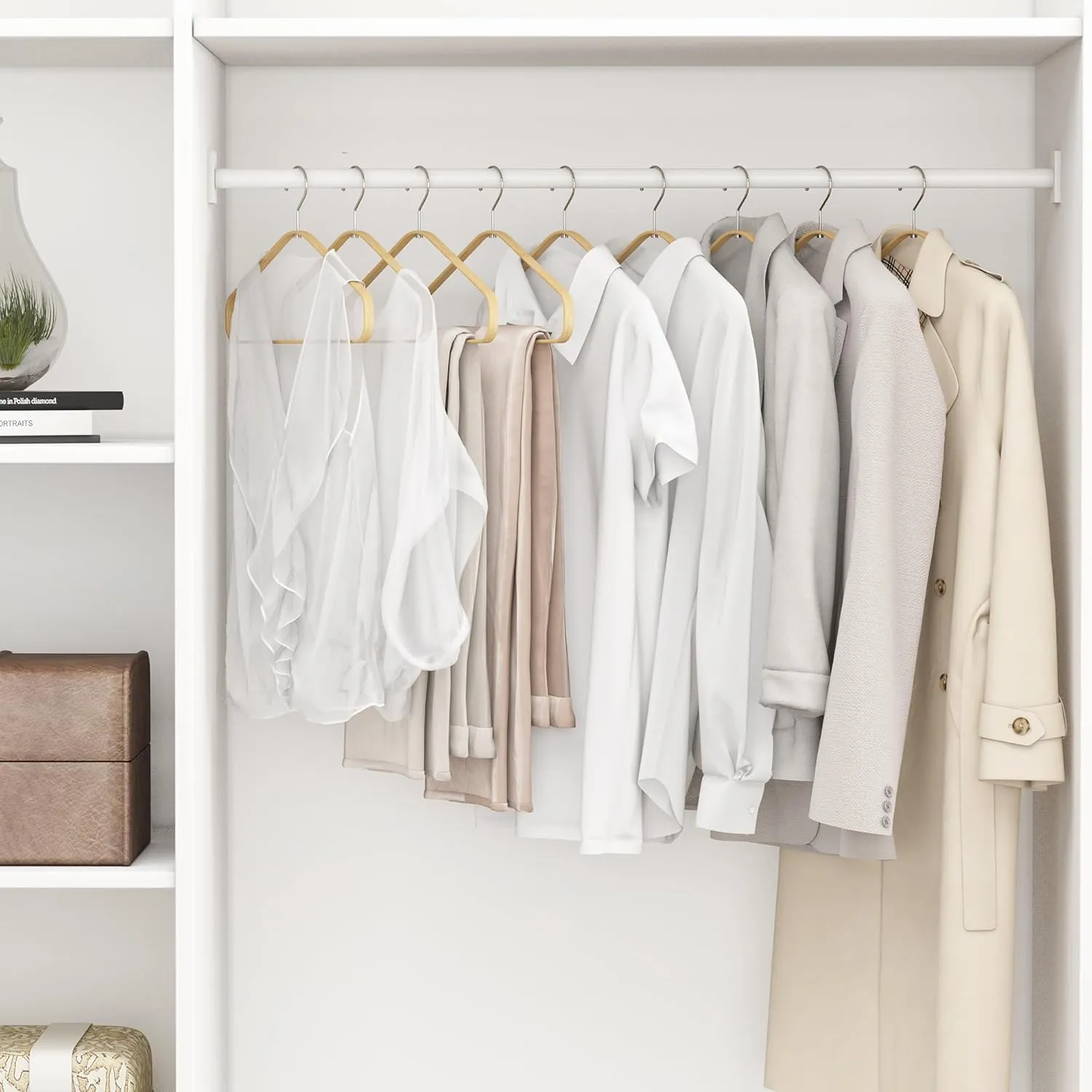 Bamboo Hangers 20 Pack - Durable & Slim Coat Hanger - Suit Hangers with 360-Degree Rotatable Hook, Suit Hangers for Clothes, Jacket, Shirt, Tank Top, Pant (Natural, 20)