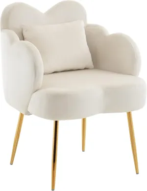 BarberPub Living Room Chair, Nail Chair for Nail Tech with Backrest, Modern Salon Chair with Velvet, Makeup Beauty Vanity Chair 3522