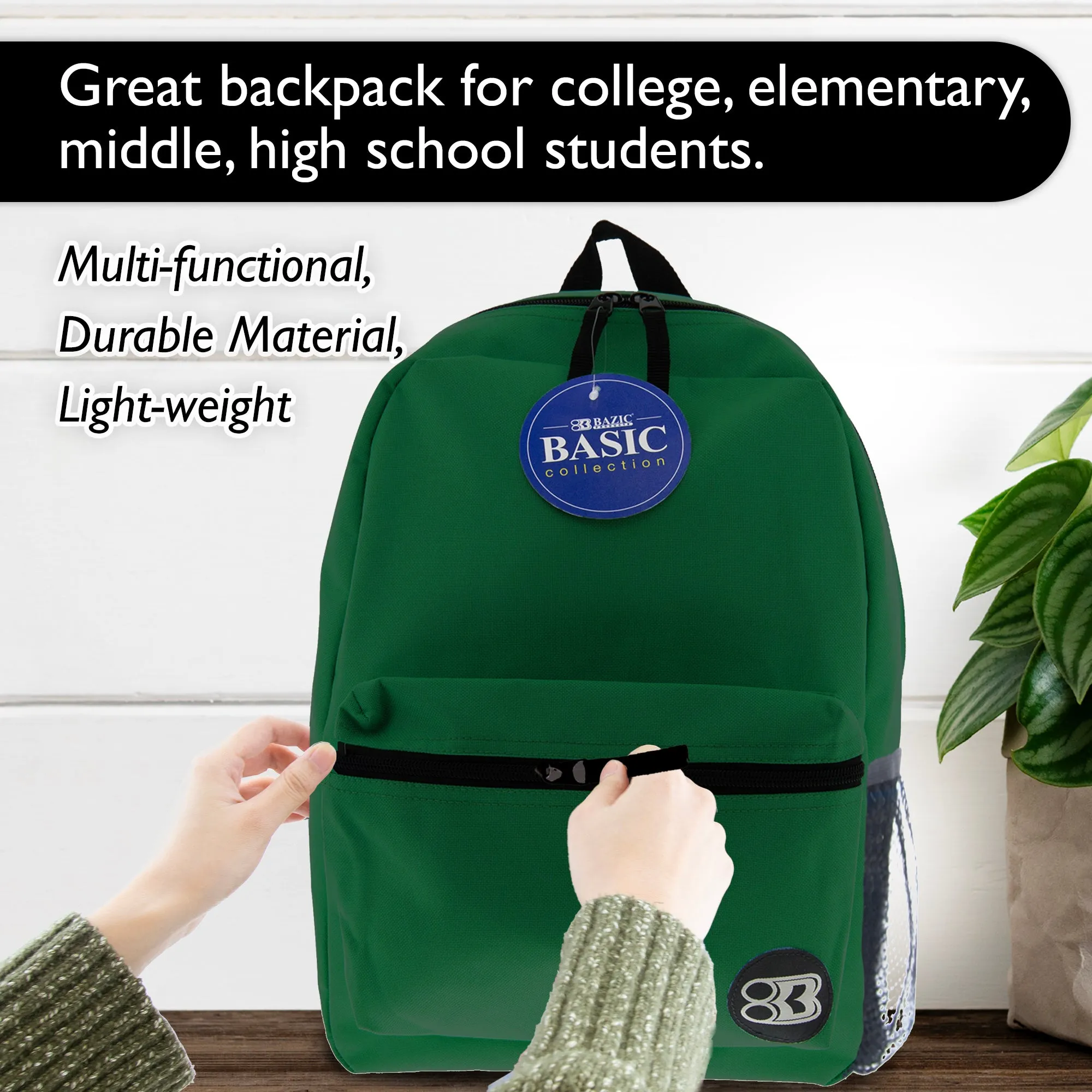 Basic 16" Green Backpack