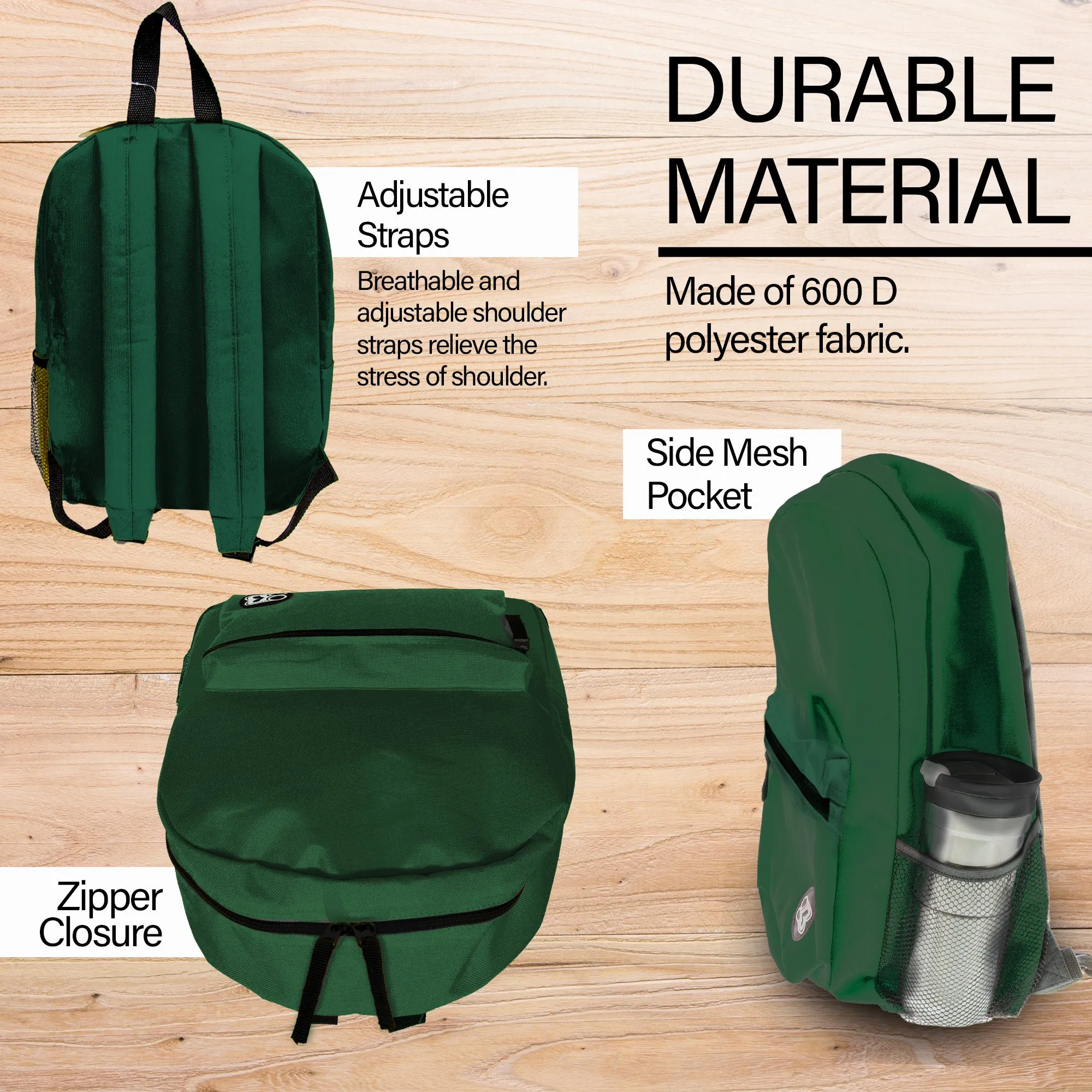 Basic 16" Green Backpack