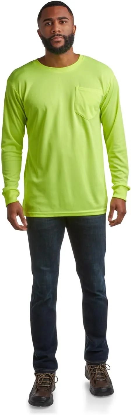 Bass Creek Outfitters Men's High Visibility Long Sleeve Shirts – 4 Pack Performance Mesh Hi Vis Construction Shirt (M-XXL)