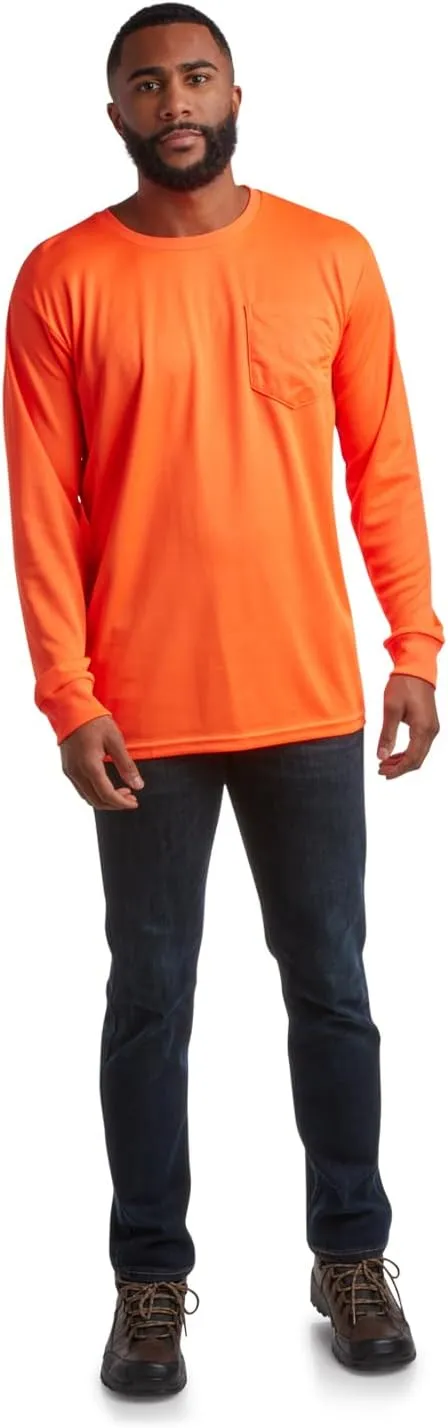 Bass Creek Outfitters Men's High Visibility Long Sleeve Shirts – 4 Pack Performance Mesh Hi Vis Construction Shirt (M-XXL)