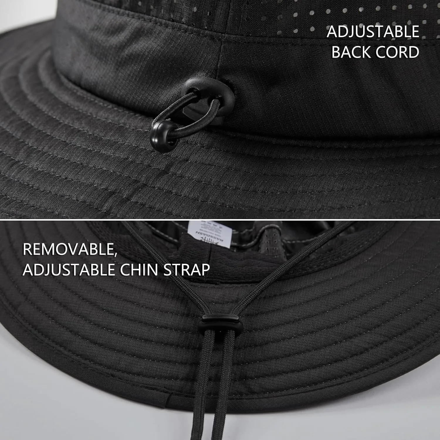 BASSDASH UPF 50  Water-Resistant Fishing Bucket Hat with Laser Perforated Mesh Adjustable for Men Women Outdoor Hiking