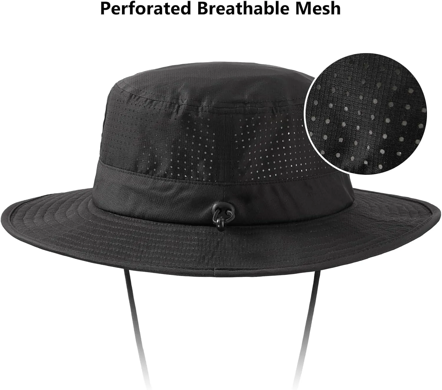BASSDASH UPF 50  Water-Resistant Fishing Bucket Hat with Laser Perforated Mesh Adjustable for Men Women Outdoor Hiking