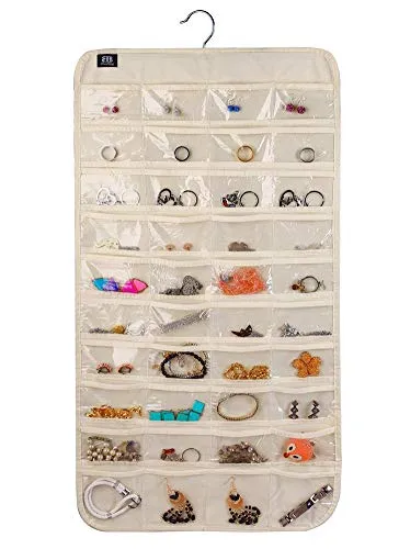 BB Brotrade HJO80 Hanging Jewelry Organizer,80 Pocket Organizer for Holding Jewelries(Beige)