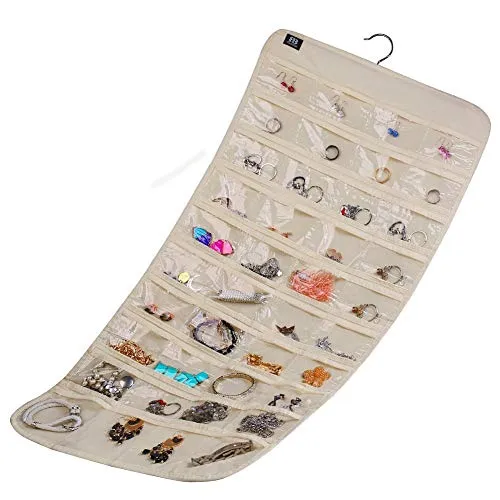 BB Brotrade HJO80 Hanging Jewelry Organizer,80 Pocket Organizer for Holding Jewelries(Beige)