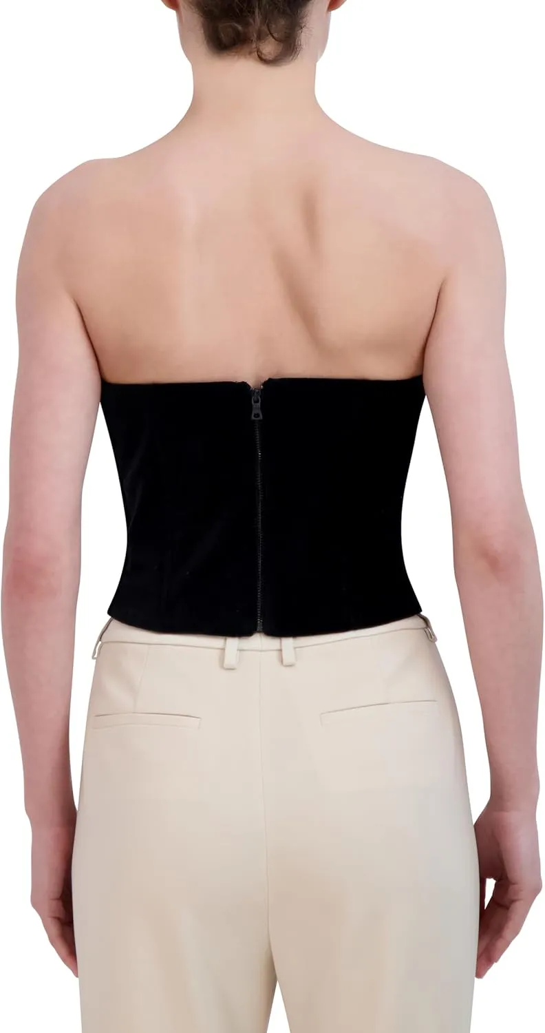 BCBGMAXAZRIA Women's Strapless Sweetheart Neck Velvet Top