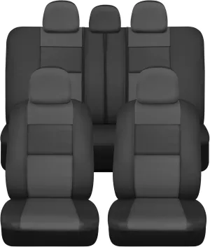 BDk Faux Leather Car Seat Cover Full Set - Front & Rear Split Bench Charcoal Seat Covers For SUV & Truck Seat Covers, Airbag Compatible - Protective Seat Covers for Car Seats & Car Accessories