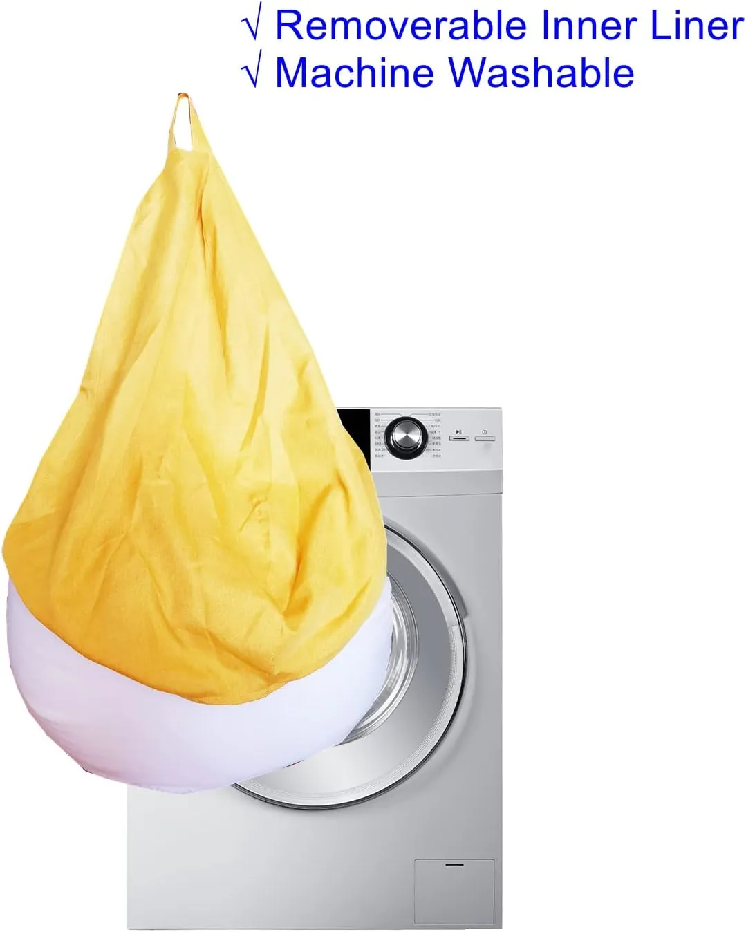 Bean Bag Chair Cover with Inner Liner (No Filler), 39" x 47" Stuffed Animal Storage Bean Bag Chair Cover, Upgrade Easy Cleaning Cotton Linen Bean Bag Cover Only (Yellow, X-Large)
