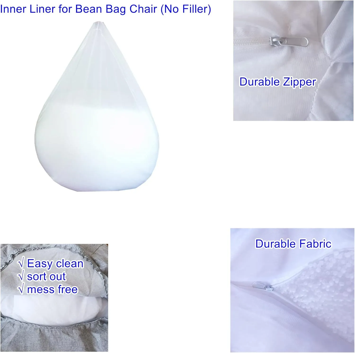 Bean Bag Chair Cover with Inner Liner (No Filler), 39" x 47" Stuffed Animal Storage Bean Bag Chair Cover, Upgrade Easy Cleaning Cotton Linen Bean Bag Cover Only (Yellow, X-Large)