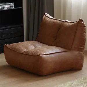 Bean Bag Chairs Cover for Adults Big Luxury Sofa Pouf Cover Faux Leather Single Sofa Cover Waterproof Lazy Bean Bag Chair No Filler Outdoor Beanbag Couch Puff