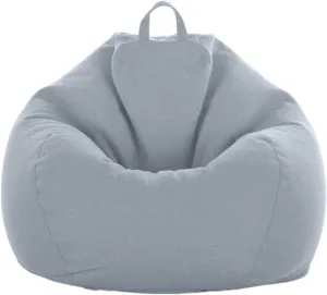 Bean Bag Game Chairs Cover, Without Filler, Comfortable Soft Back Design Complies with Ergonomic Made of Breathable Cotton and Linen Fabric,Gentleman Gray,XL
