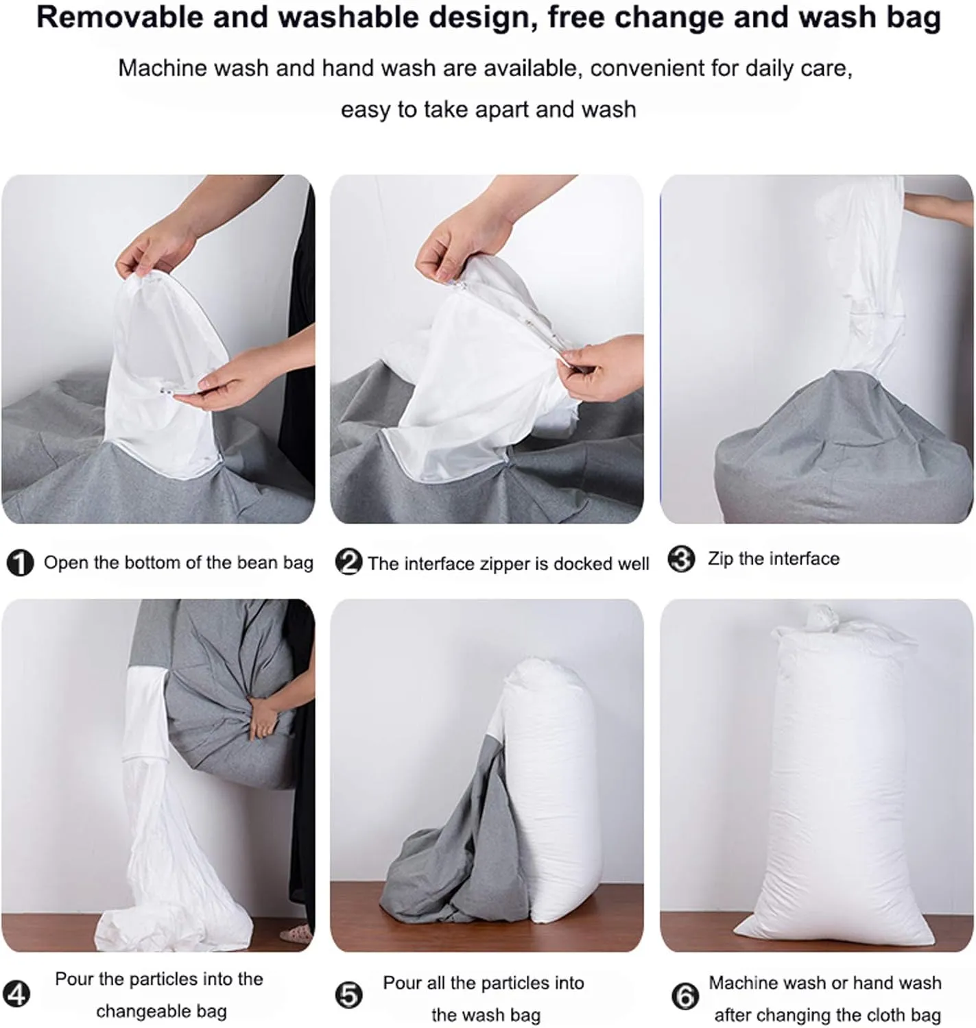 Bean Bag Game Chairs Cover, Without Filler, Comfortable Soft Back Design Complies with Ergonomic Made of Breathable Cotton and Linen Fabric,Gentleman Gray,XL