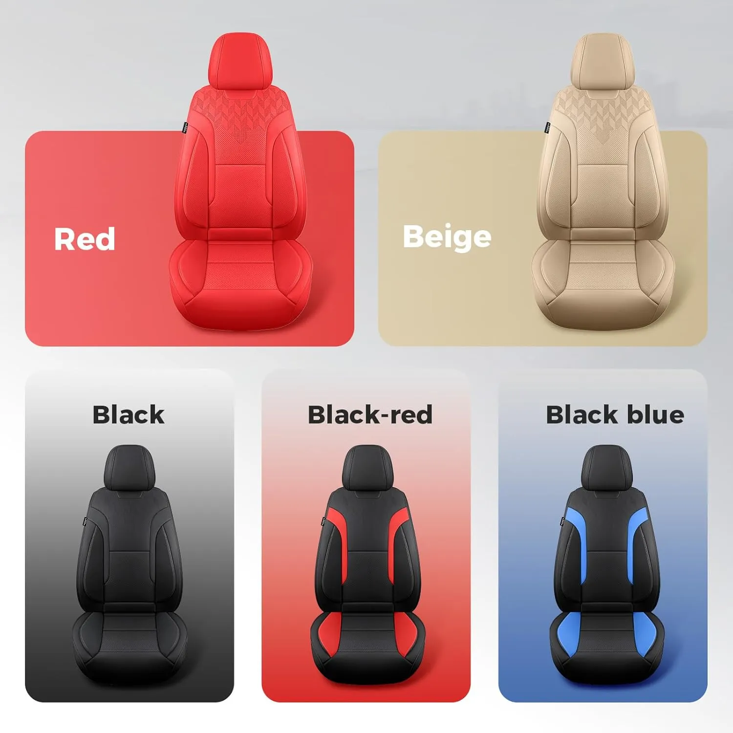 Beige Car Seat Covers Full Set - Breathable Faux Leather Universal 5 Seat Covers for Cars, Automotive Protector Fit for Most Sedan SUV Pick-up Truck