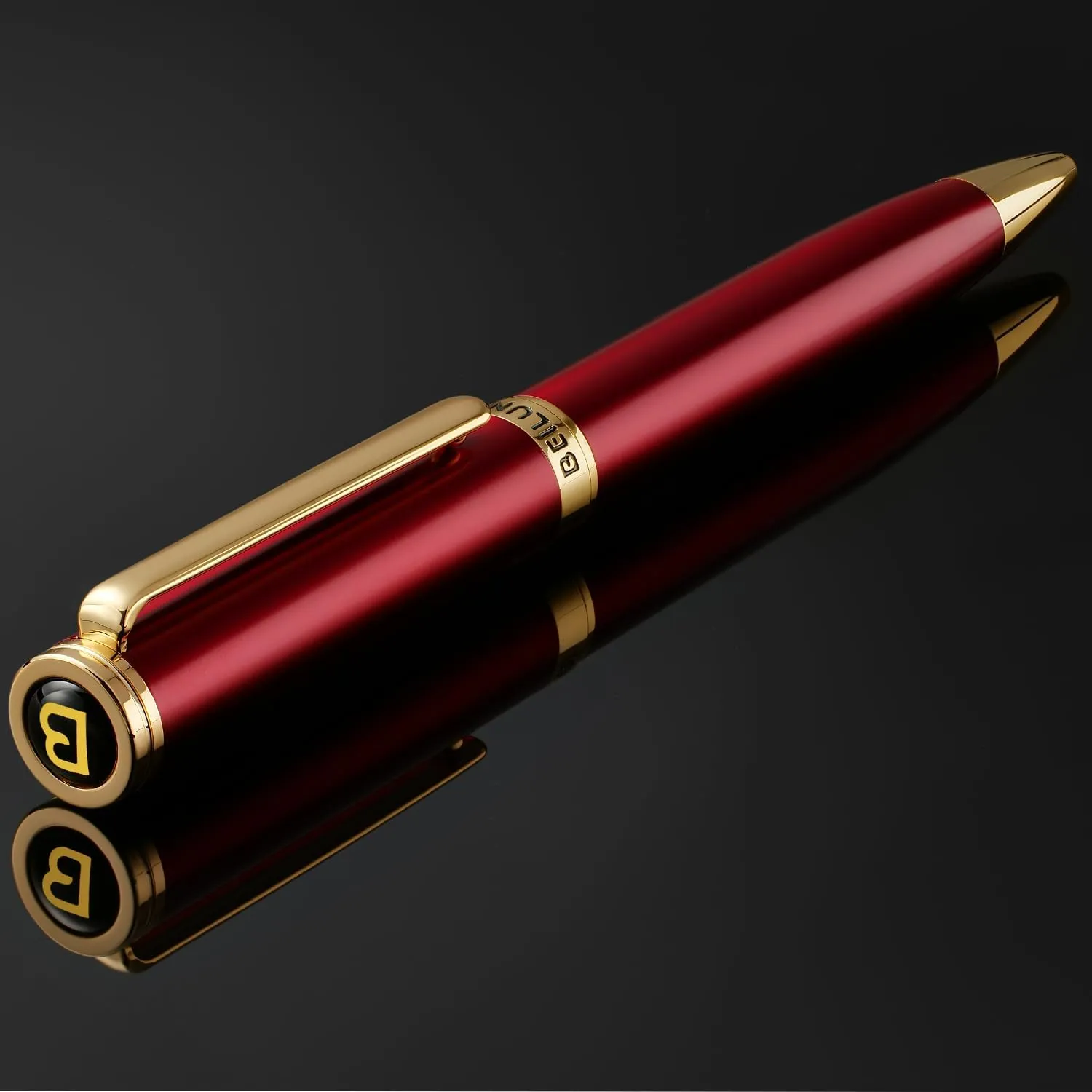 BEILUNER Red Lacquer Gel Pen With 24K Gold Finish, Retractable Pens, Gift Pen Set, Professional, Elegant, Writing, Executive, Office, Nice Fancy Designer, Perfect for Men and Women