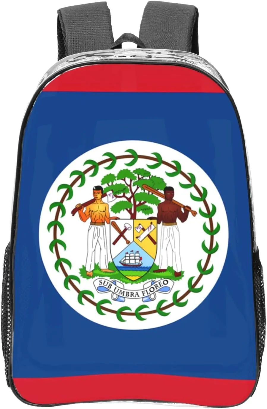 Belize Flag Transparent Backpack-16-Inch Pvc Clear Backpack With Side Pockets,Black