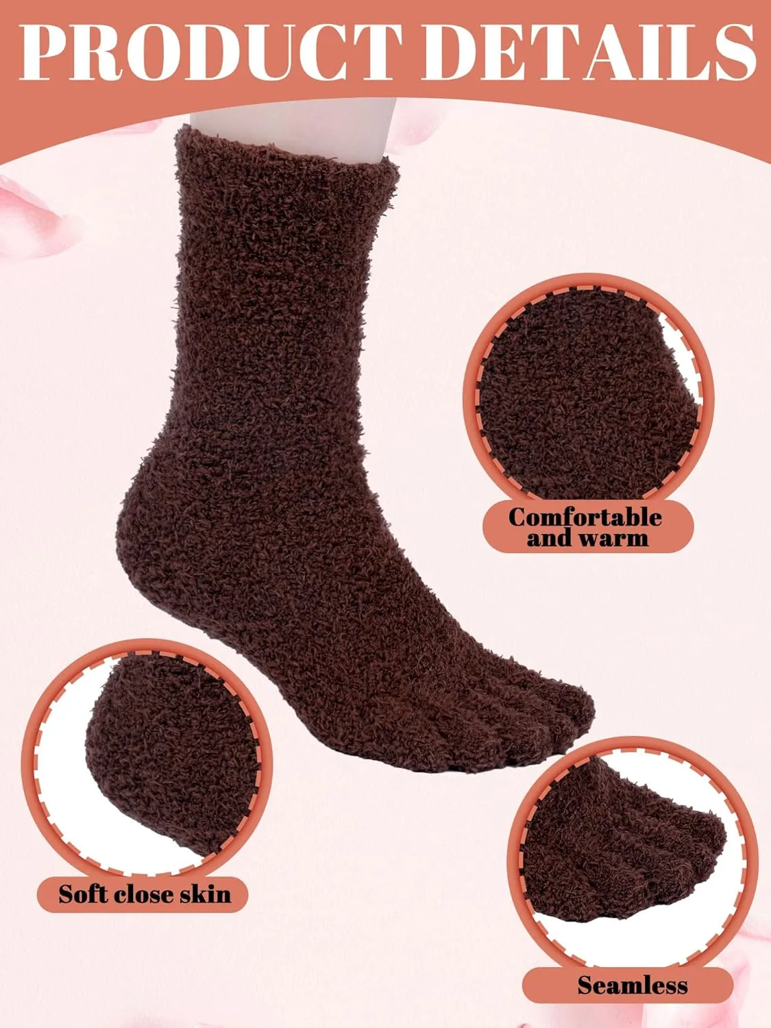 Bencailor 3 Pairs Women Fuzzy Toe Socks Womens Soft Fuzzy Plush Warm Fluffy Winter Home Slipper Socks for Women Men, Size 5-9