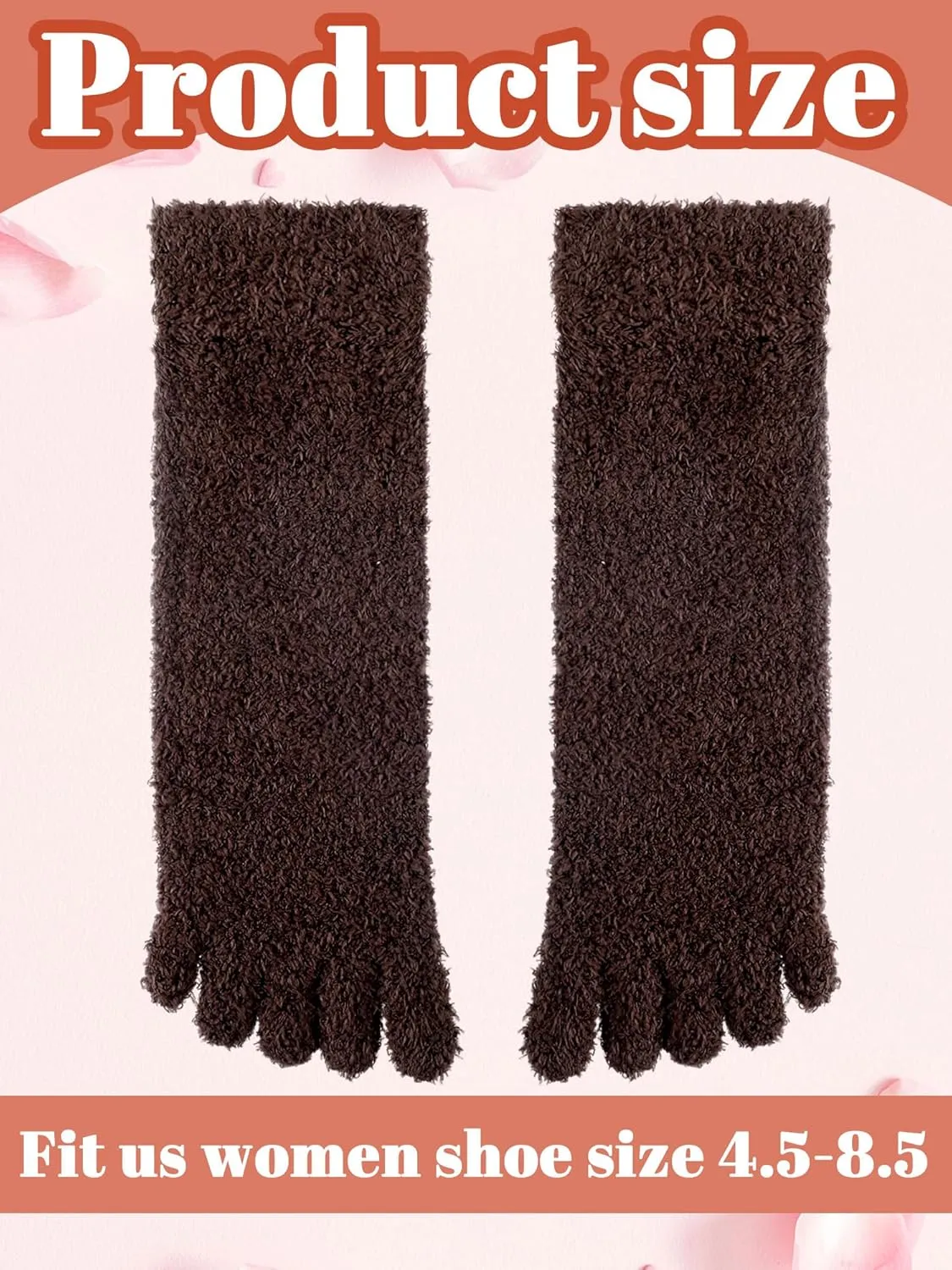 Bencailor 3 Pairs Women Fuzzy Toe Socks Womens Soft Fuzzy Plush Warm Fluffy Winter Home Slipper Socks for Women Men, Size 5-9