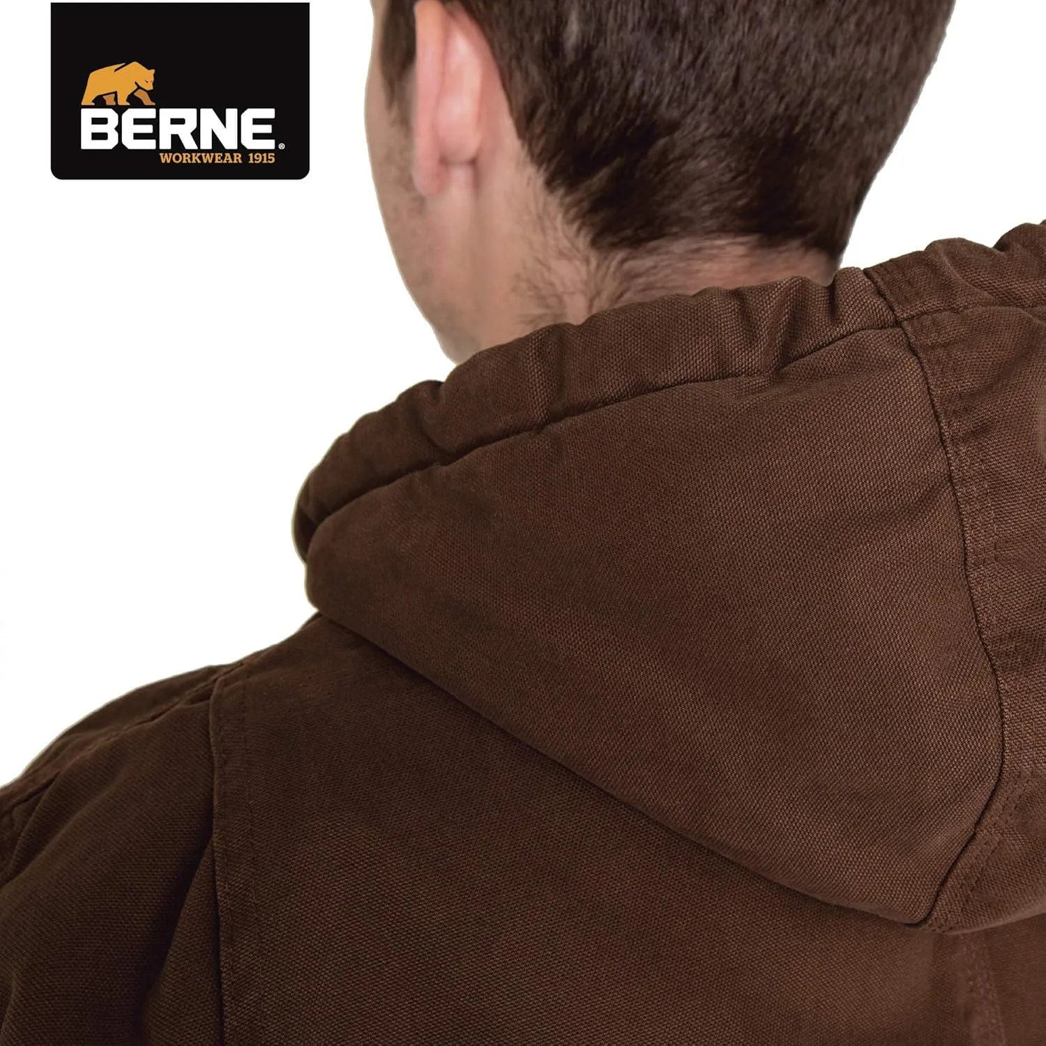 Berne Men's Heartland Washed Duck Hooded Work Jacket