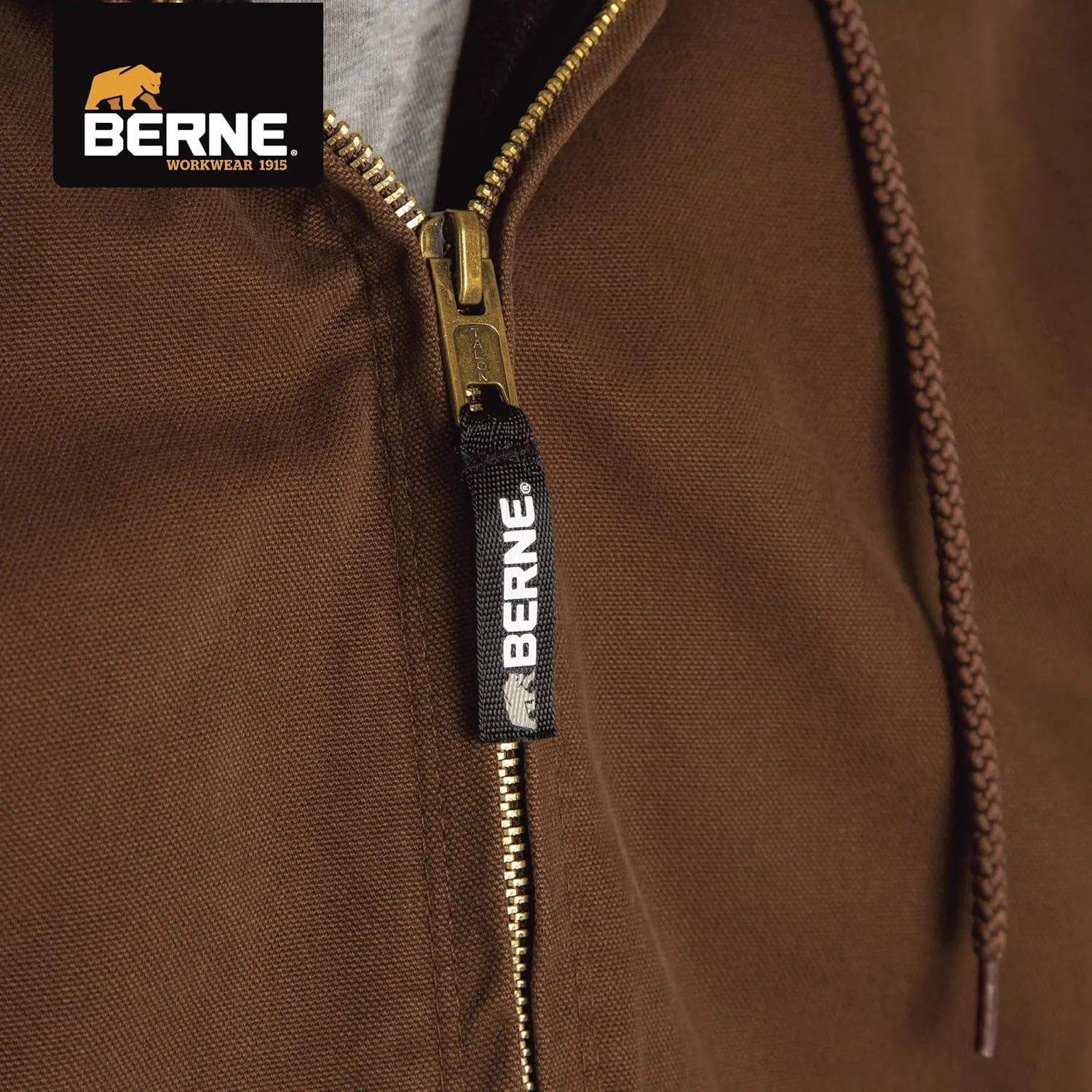 Berne Men's Heartland Washed Duck Hooded Work Jacket