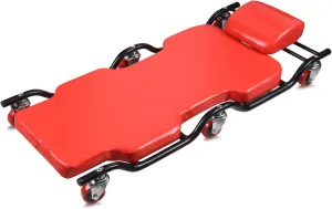 BESTOOL 44'' Heavy-Duty Garage Creeper with 6 Sturdy Casters, Metal Frame Mechanic Creeper, Low Profile Design with Headrest