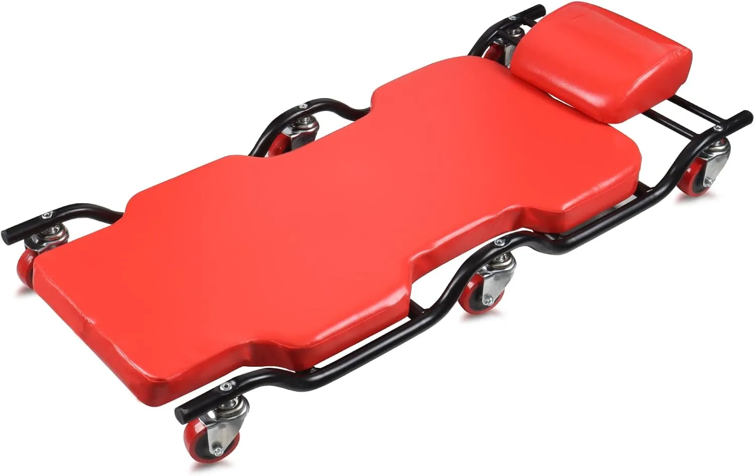 BESTOOL 44'' Heavy-Duty Garage Creeper with 6 Sturdy Casters, Metal Frame Mechanic Creeper, Low Profile Design with Headrest