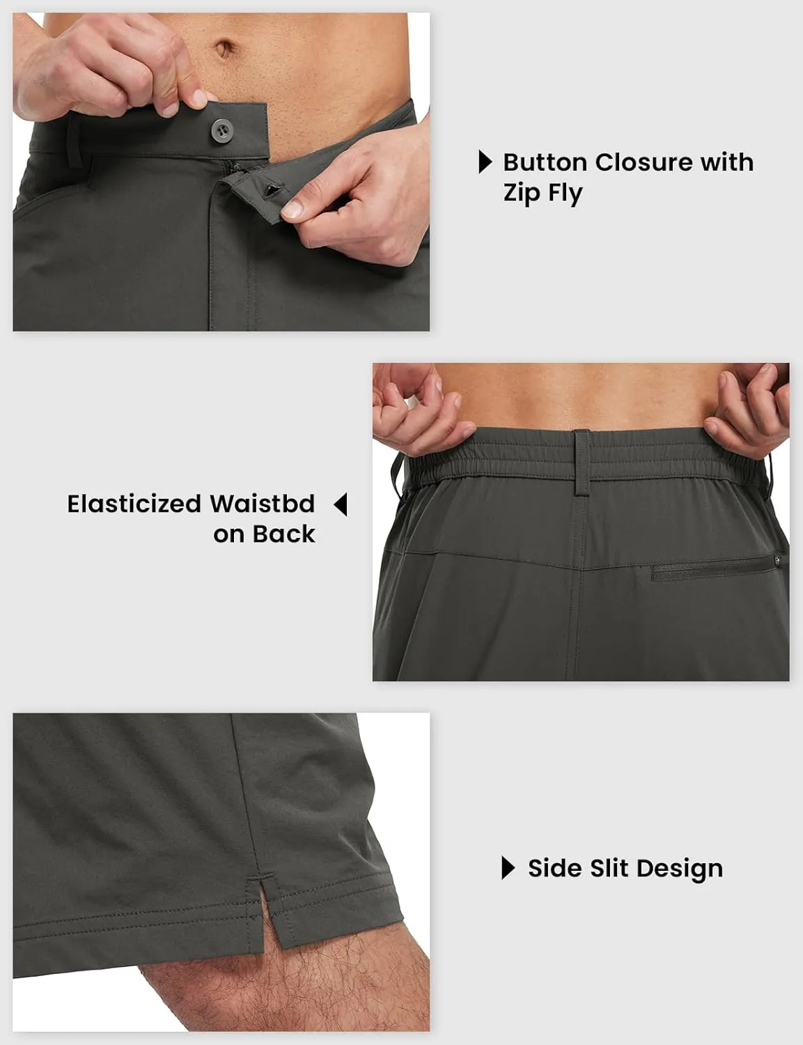 BGOWATU Men's Golf Shorts Stretch Casual Dress Work Shorts Hiking Shorts with 4 Pockets 11 Inch Inseam Lightweight