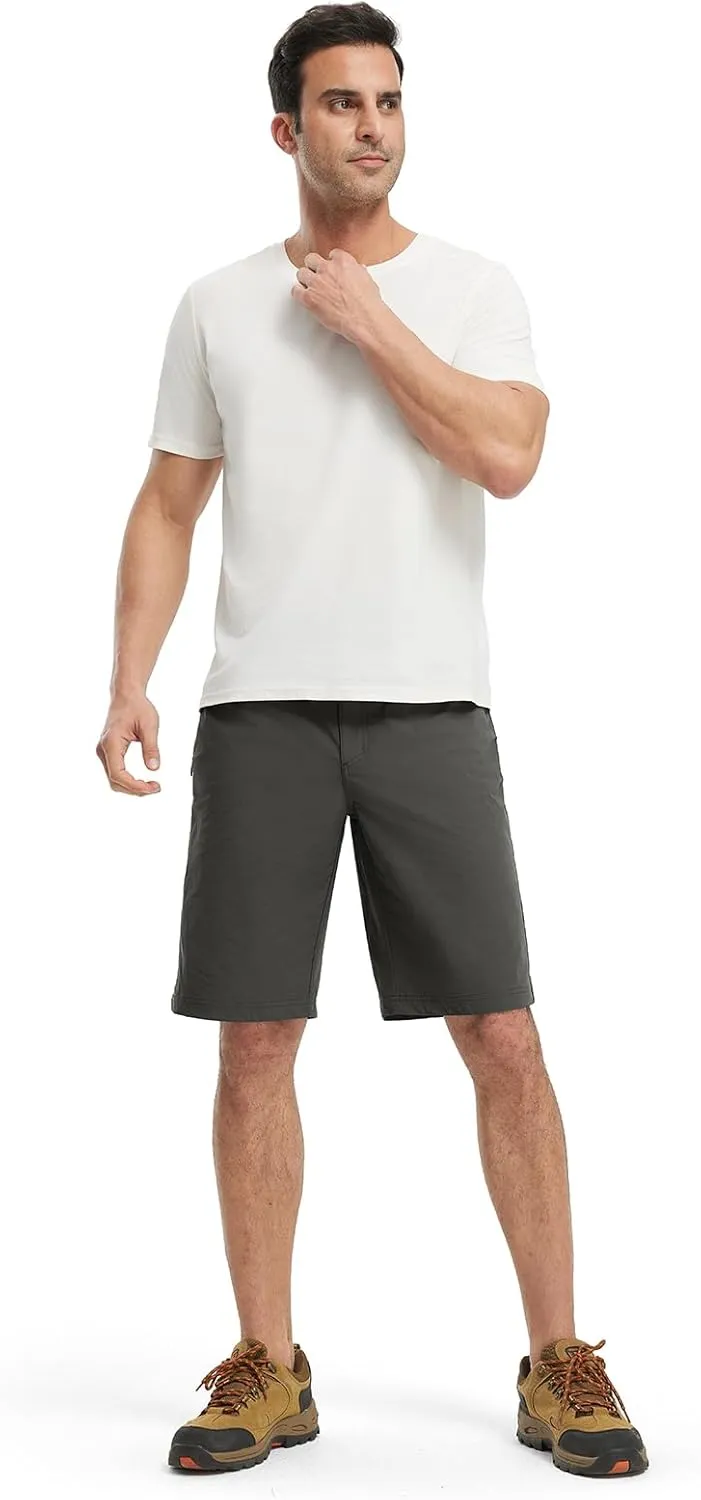 BGOWATU Men's Golf Shorts Stretch Casual Dress Work Shorts Hiking Shorts with 4 Pockets 11 Inch Inseam Lightweight