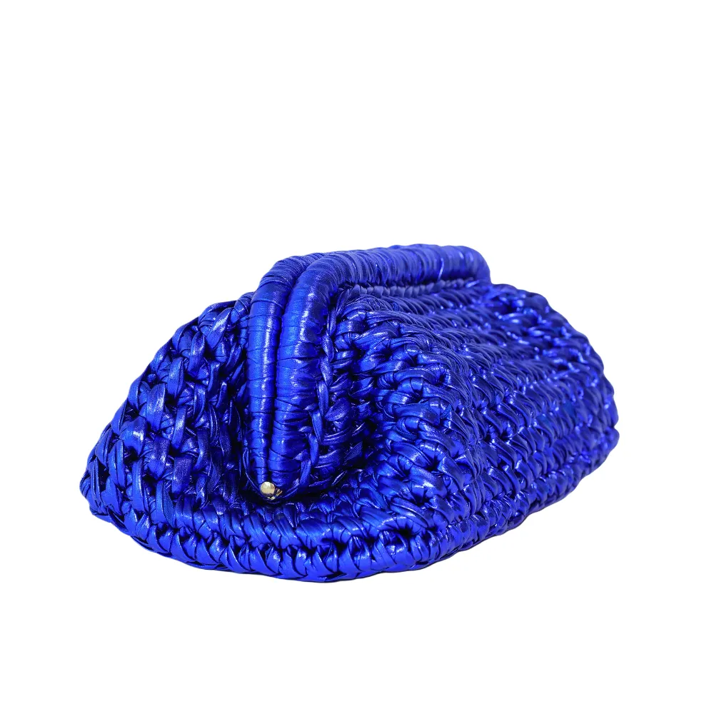 Bianca Metallic Clutch - Imperial Blue