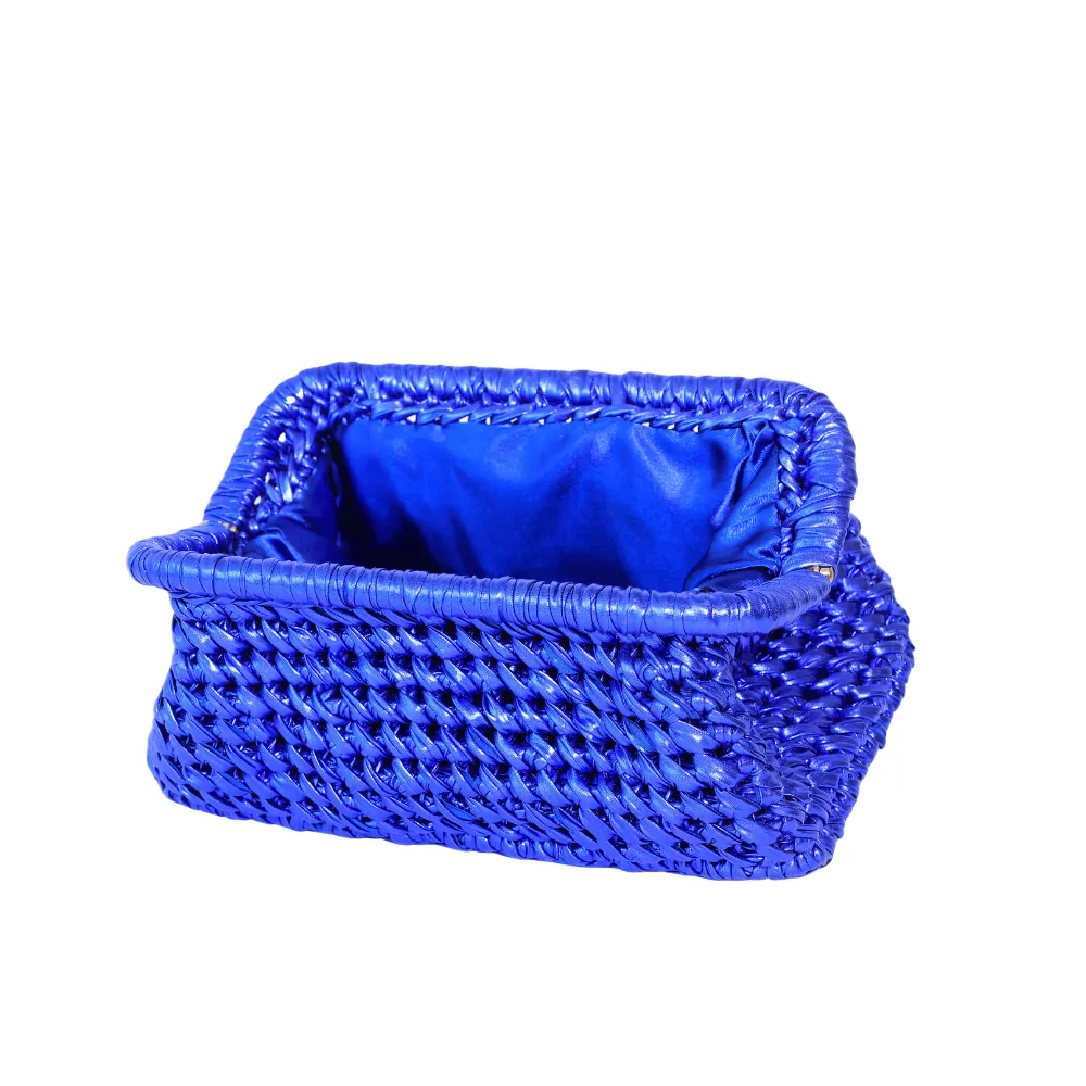 Bianca Metallic Clutch - Imperial Blue