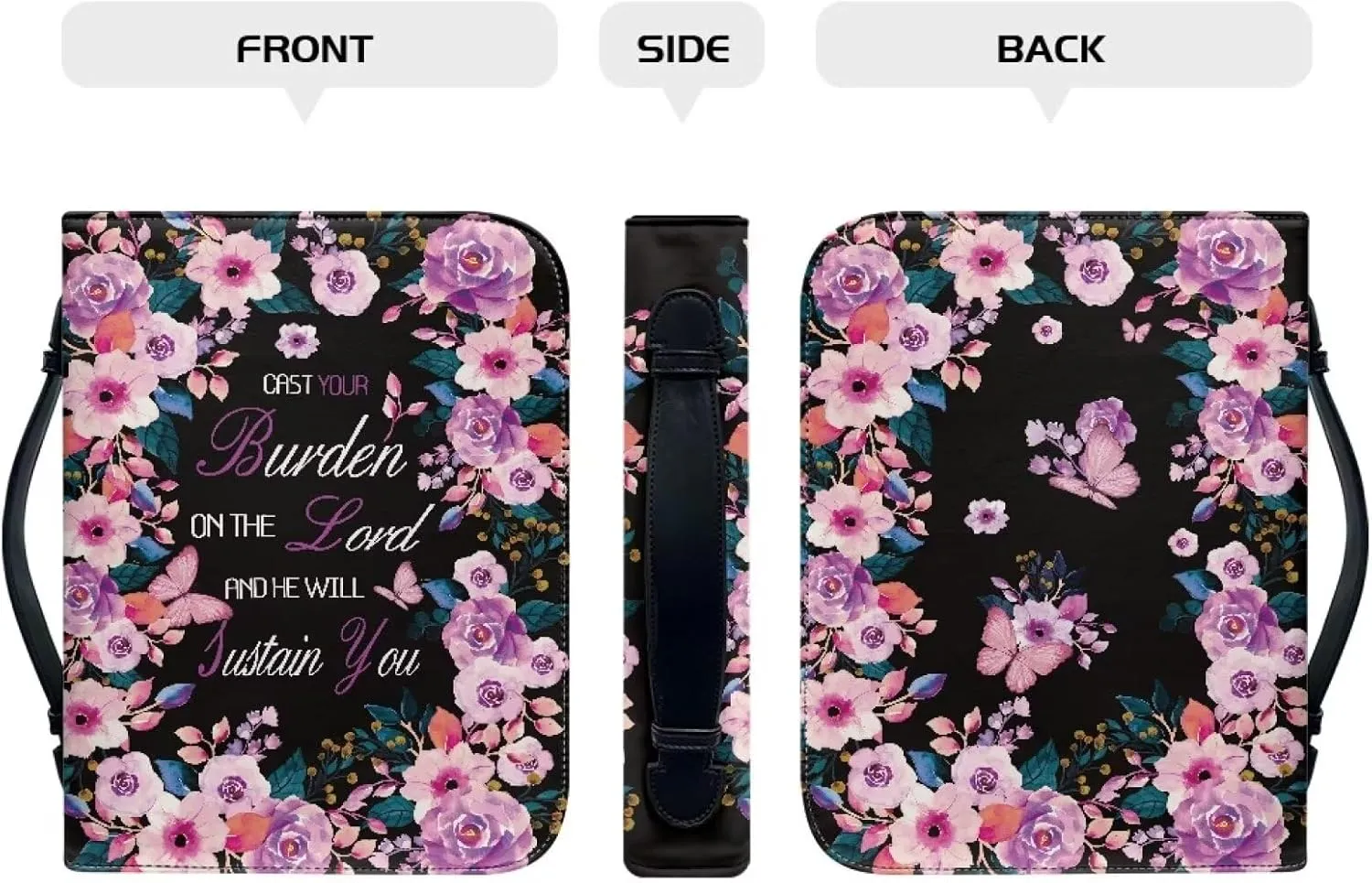 Bible Covers for Women, Portable Leather Bible Case with Handle, Waterproof Bible Carrying Case for Church Worship