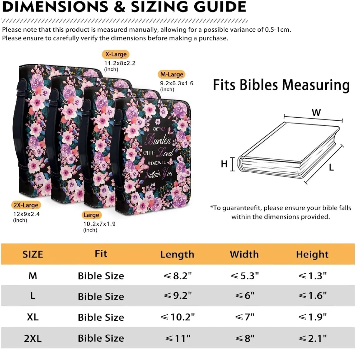 Bible Covers for Women, Portable Leather Bible Case with Handle, Waterproof Bible Carrying Case for Church Worship