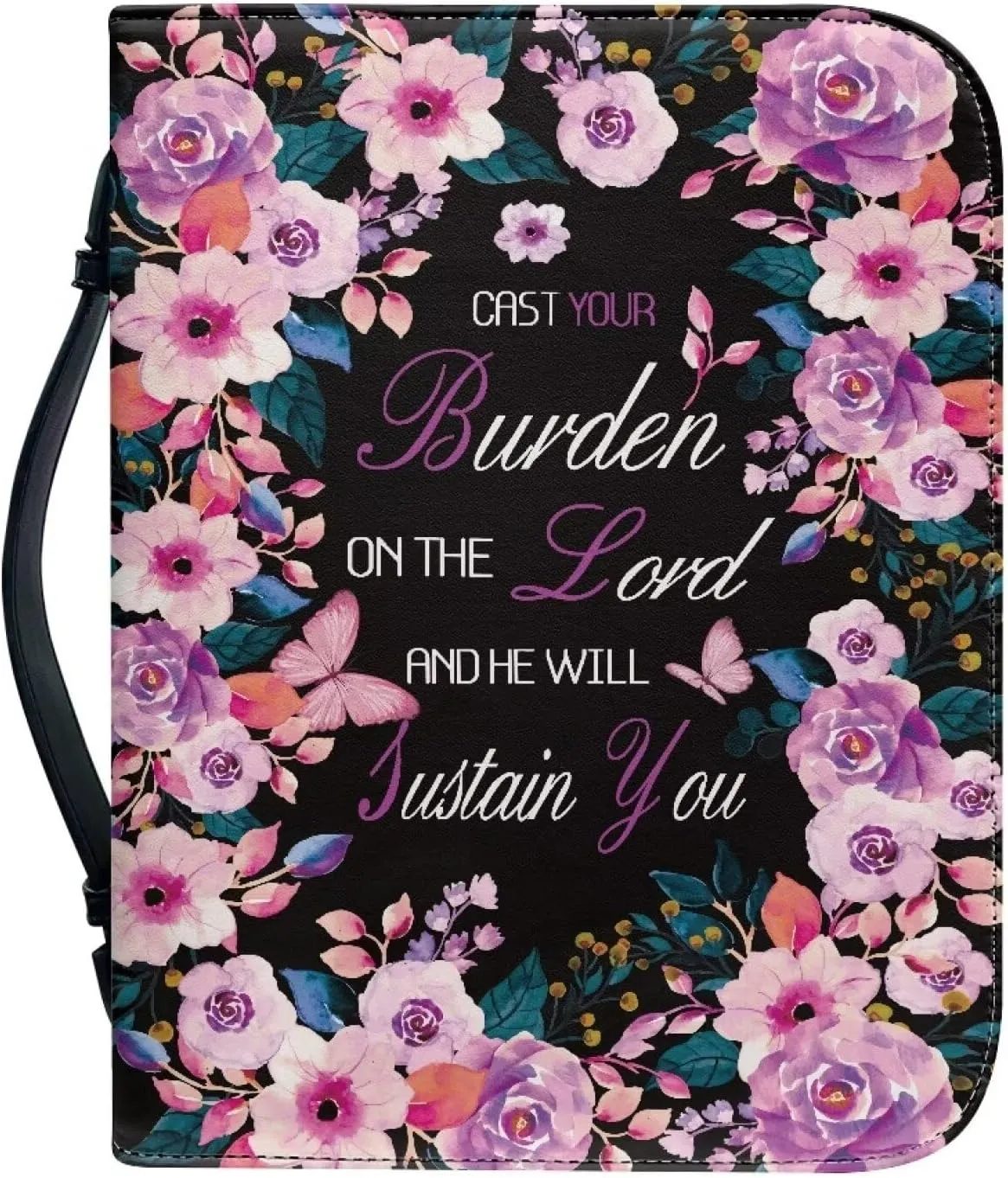 Bible Covers for Women, Portable Leather Bible Case with Handle, Waterproof Bible Carrying Case for Church Worship