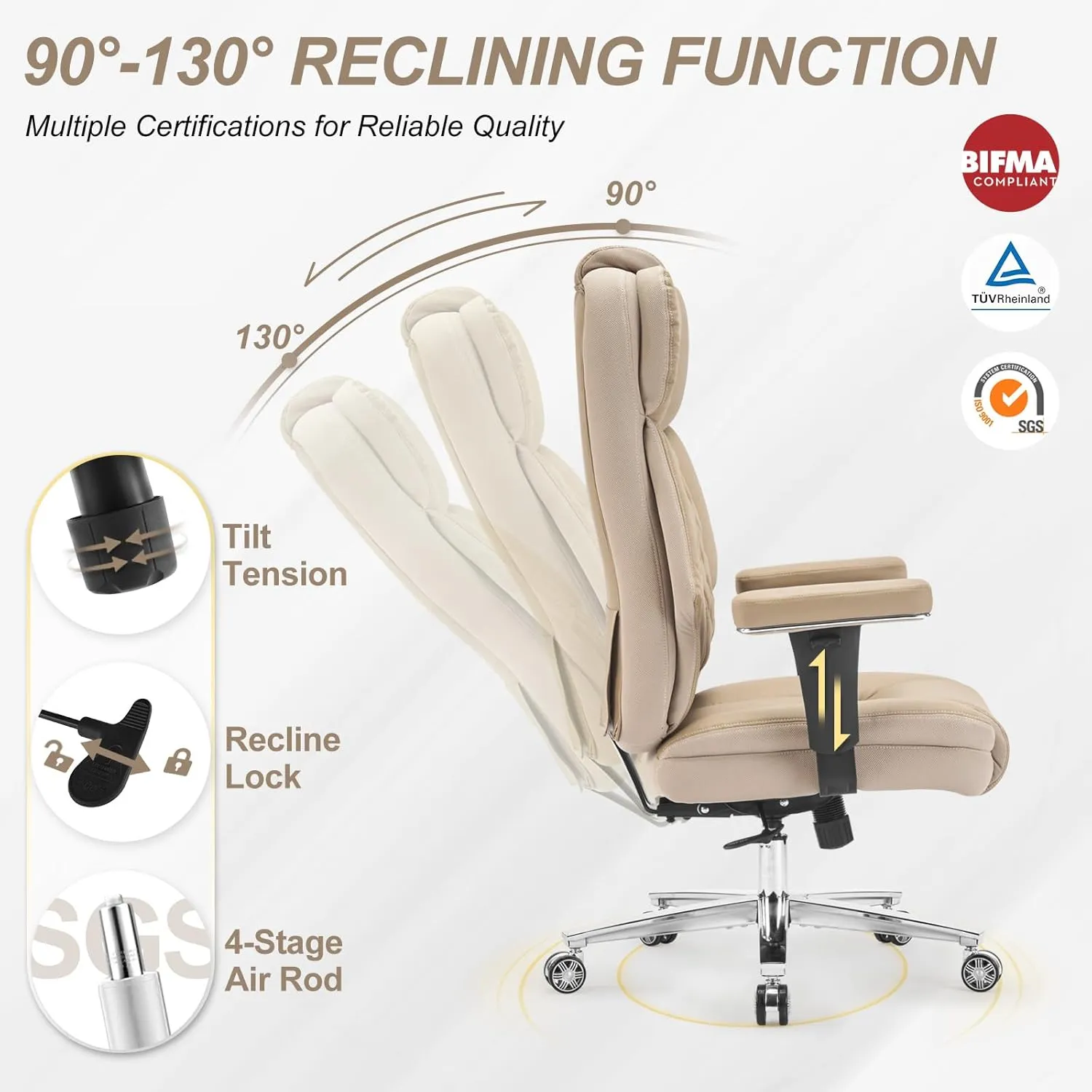 Big and Tall Office Chair 650lbs,Heavy Duty Office Chairs with Dual Rubber Wheels,Extra Wide Desk Chair,Adjustable Ergonomic Lumbar Support,High Back Rocking Computer Chair for Heavy People