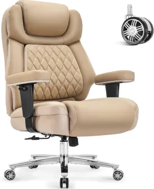 Big and Tall Office Chair 650lbs,Heavy Duty Office Chairs with Dual Rubber Wheels,Extra Wide Desk Chair,Adjustable Ergonomic Lumbar Support,High Back Rocking Computer Chair for Heavy People