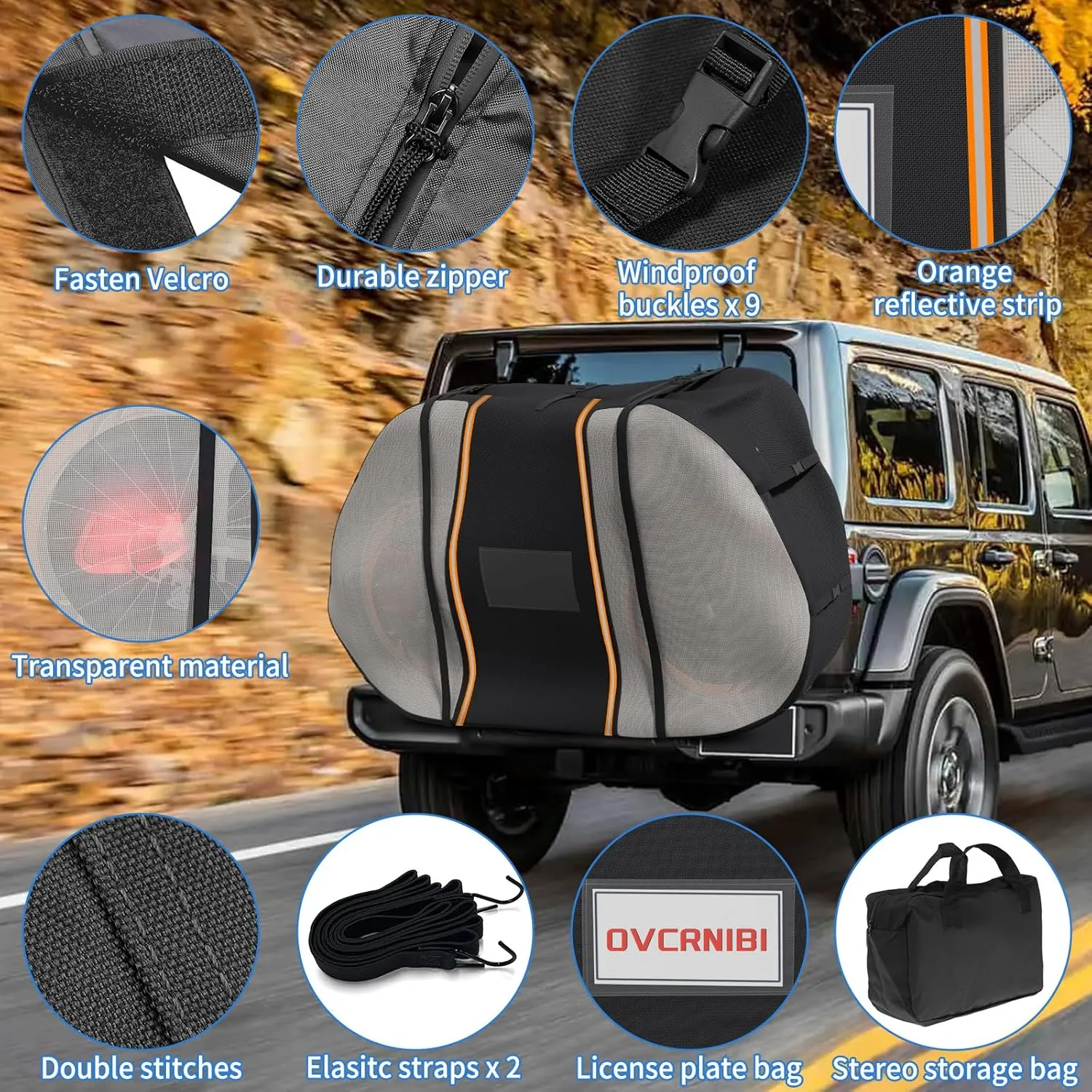 Bike Cover for Transport on Rack,Waterproof Tear Resistant Outdoor Bicycle Cover for 1,2 Bikes with Visible Tail Lights,License Plate Window and 2 Elastic Straps,80 ''L x 36''W x 50''H