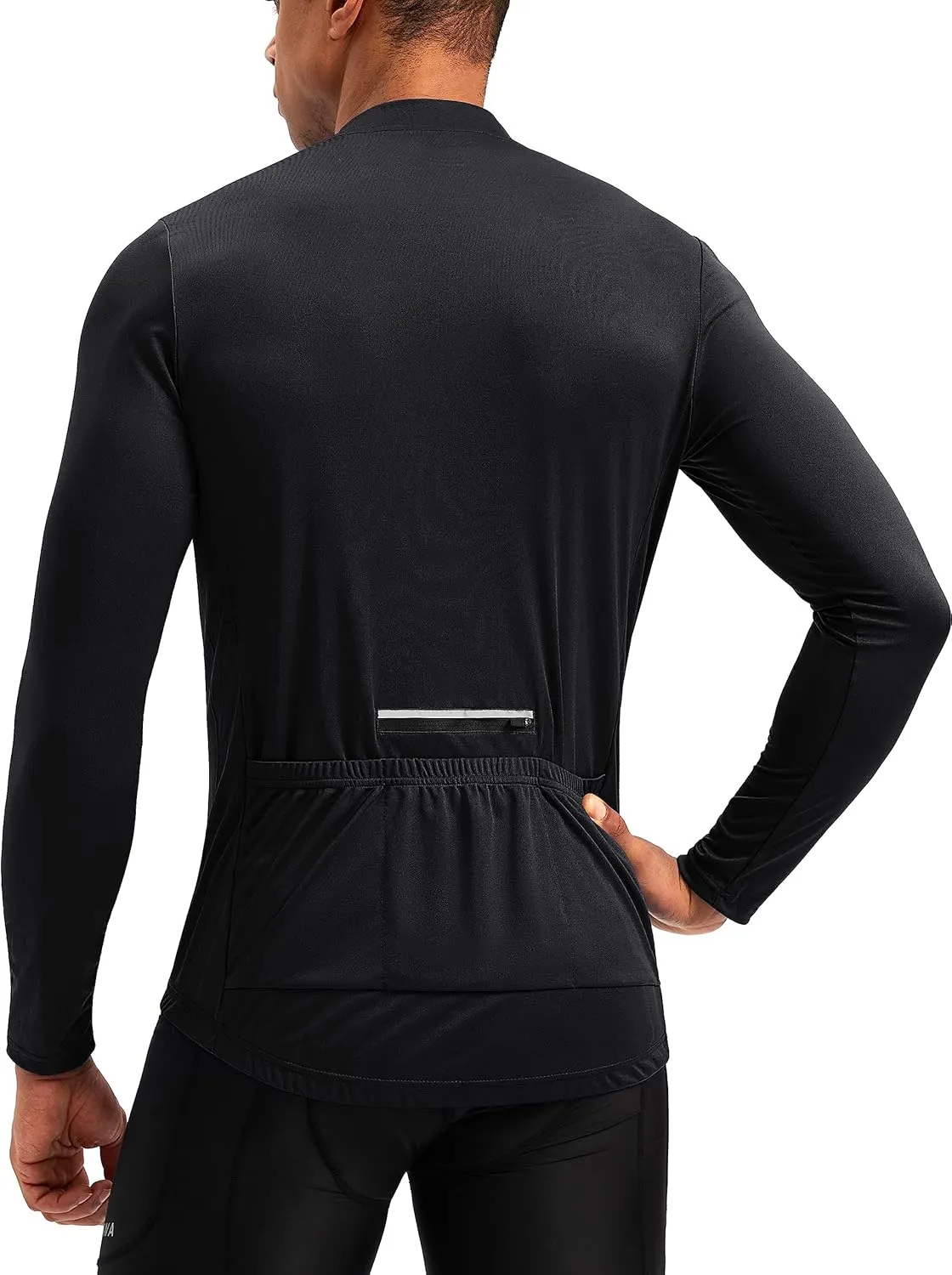 Bikewa Men's Cycling Jersey with 3 1 Rear Zipper Pockets Long Sleeve Moisture Wicking UPF 50  Half Zip Riding Bike Shirts