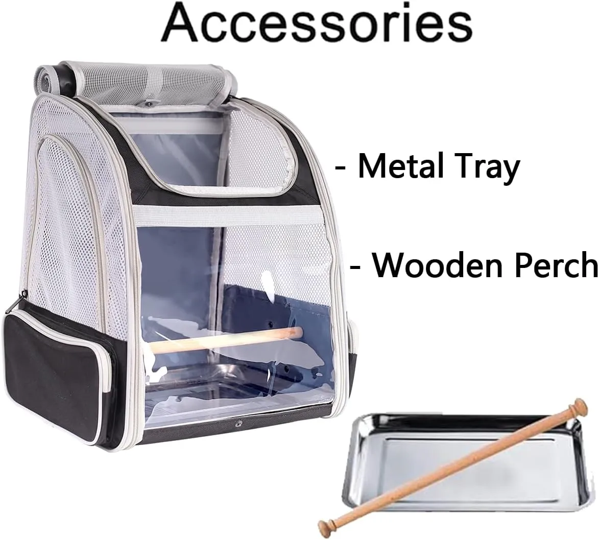 Bird Backpack Carrier with Stand Perch, Bird Travel Backpack for Hiking, Airline Approved Green Bird Backpack