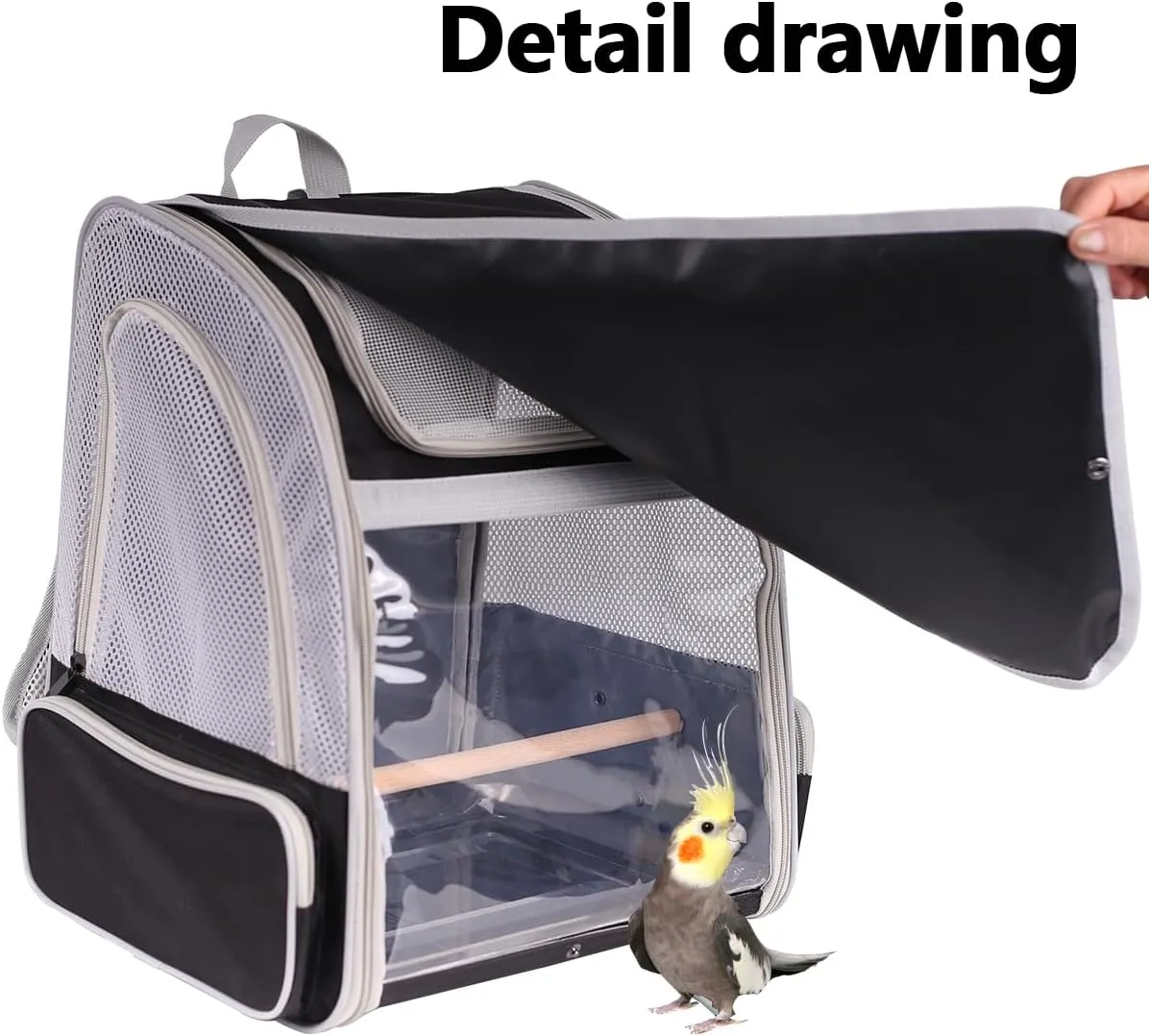 Bird Backpack Carrier with Stand Perch, Bird Travel Backpack for Hiking, Airline Approved Green Bird Backpack