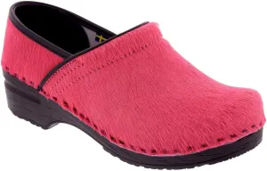 Bjork Professional Safari Fur and Leather Clogs - Fuchsia (EU-43)