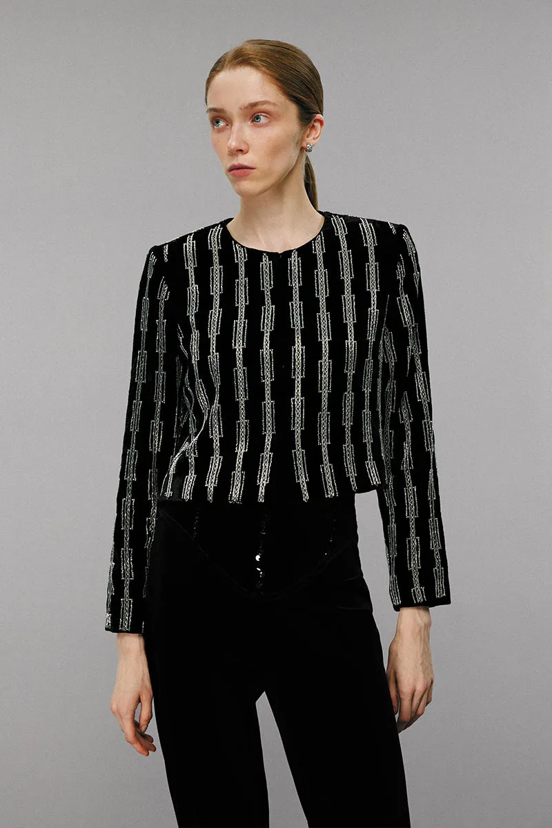 Black Embellished Velvet Jackets