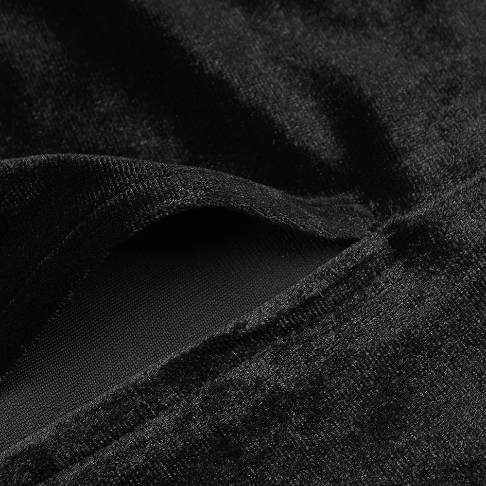 Black Long Sleeve Mesh Velvet Dress