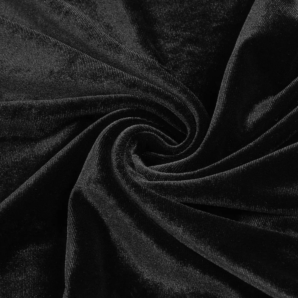 Black Long Sleeve Mesh Velvet Dress