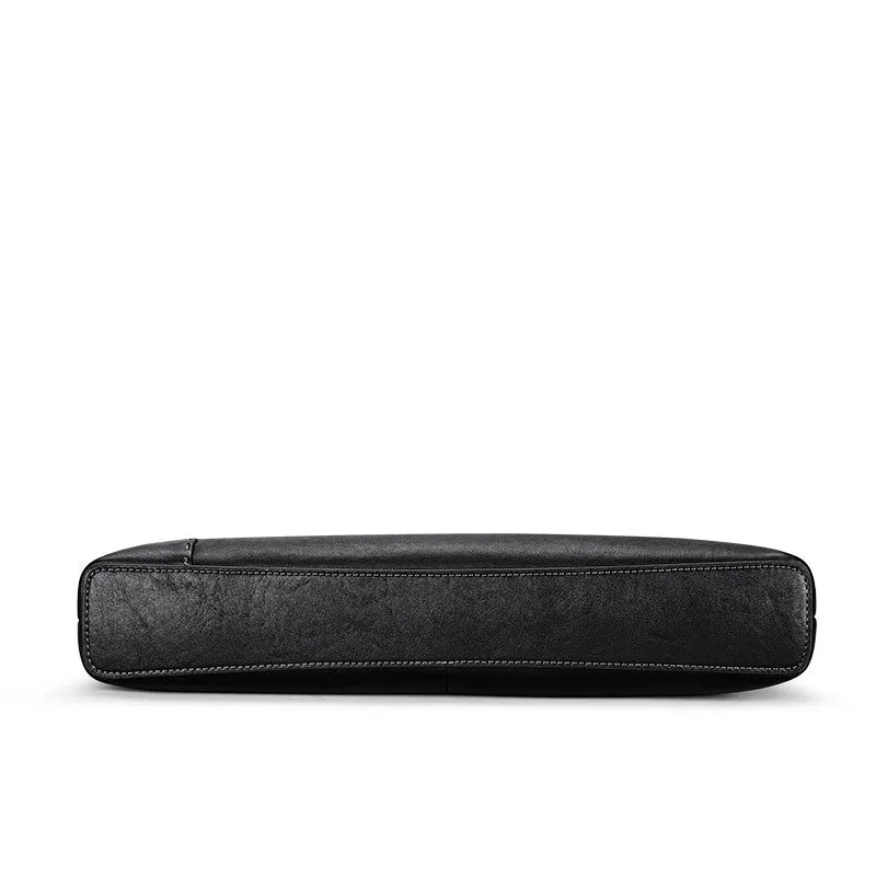 Black Men Horizontal Business Leather Briefcase Bag
