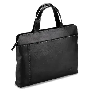 Black Men Horizontal Business Leather Briefcase Bag