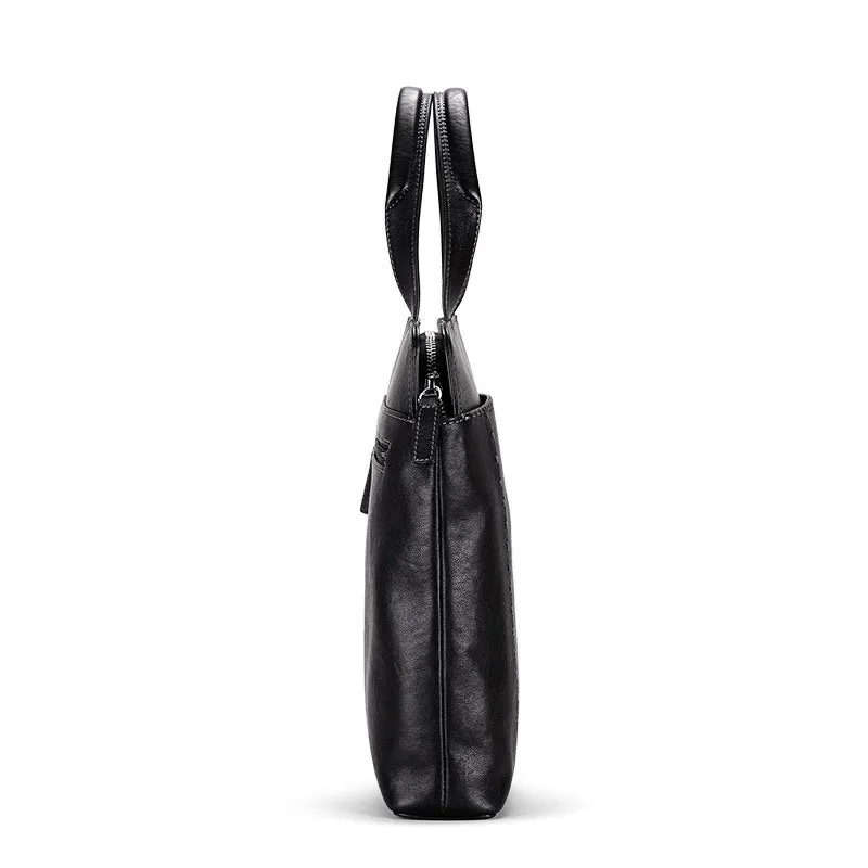 Black Men Horizontal Business Leather Briefcase Bag