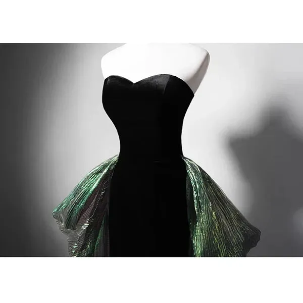 Black Mermaid Velvet Sweetheart Long Prom Dress Elegant Evening Dress Off Shoulder