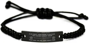 Black Stainless Steel Handmade Bracelets Adjustable Cord Inspirational, Insurance Underwriter If at first you don't succeed, try doing what your athletic trainer told you to do the first time.