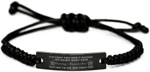 Black Stainless Steel Handmade Bracelets Adjustable Cord Inspirational, Survey Researcher If at first you don't succeed, try doing what your athletic trainer told you to do the first time.