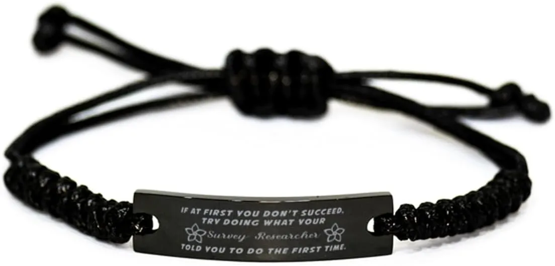 Black Stainless Steel Handmade Bracelets Adjustable Cord Inspirational, Survey Researcher If at first you don't succeed, try doing what your athletic trainer told you to do the first time.